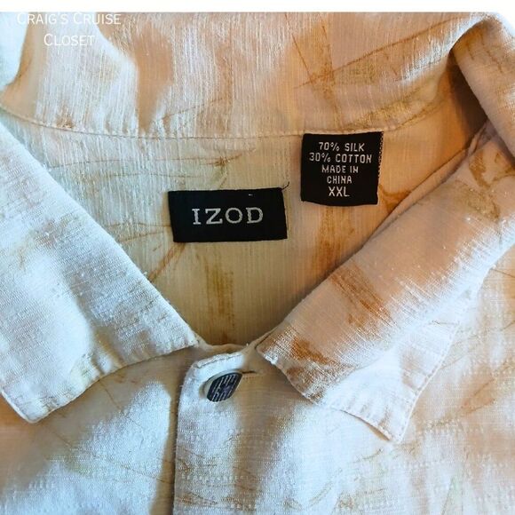 Casual Silk & Cotton Izod Button-Down Men's XXL Shirt - Picture 3 of 6
